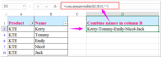 doc concatenate visible cells 2