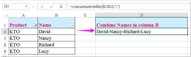 docは可視セルを連結します3