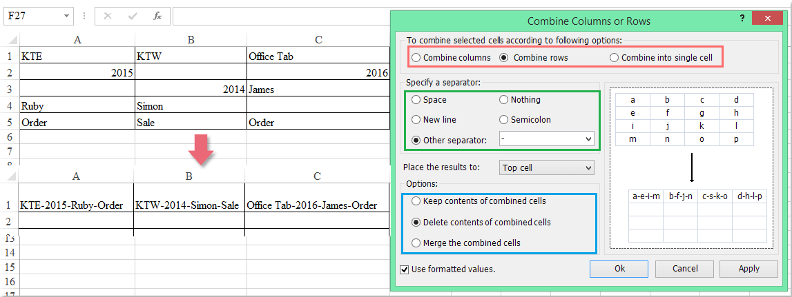 doc combine skip blanks 7