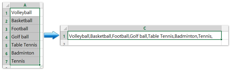 How To Convert Column List To Comma Separated List In Excel?