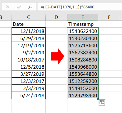 How To Convert Between Date And Unix Timestamp In Excel?