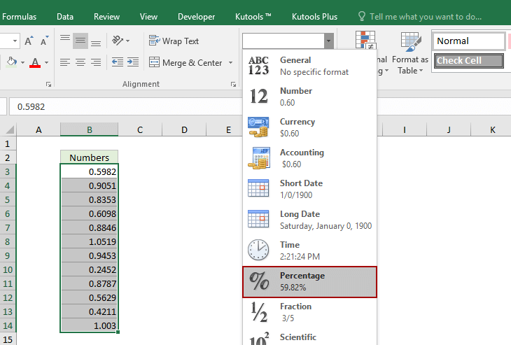 Excel Convert Percentage to Decimal  