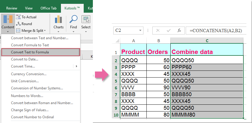 ms excel formula results not displaying