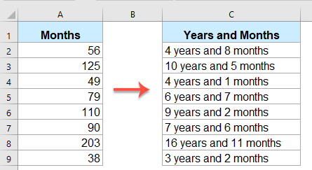 How To Convert Months To Years And Months In Excel