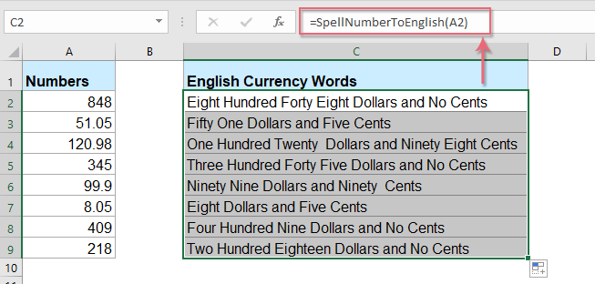 How To Quickly Convert Numbers To English Words In Excel