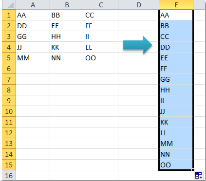 excel transpose cells from one sheet to another