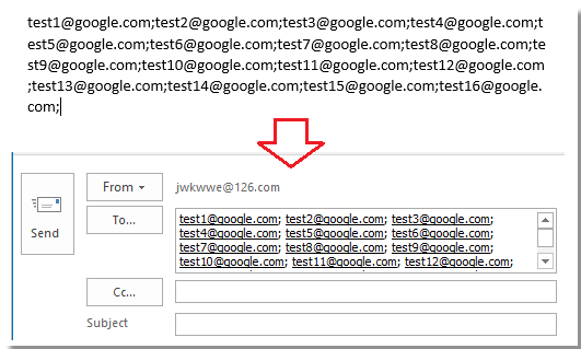 doc copiar direcciones de correo electrónico a Outlook 7