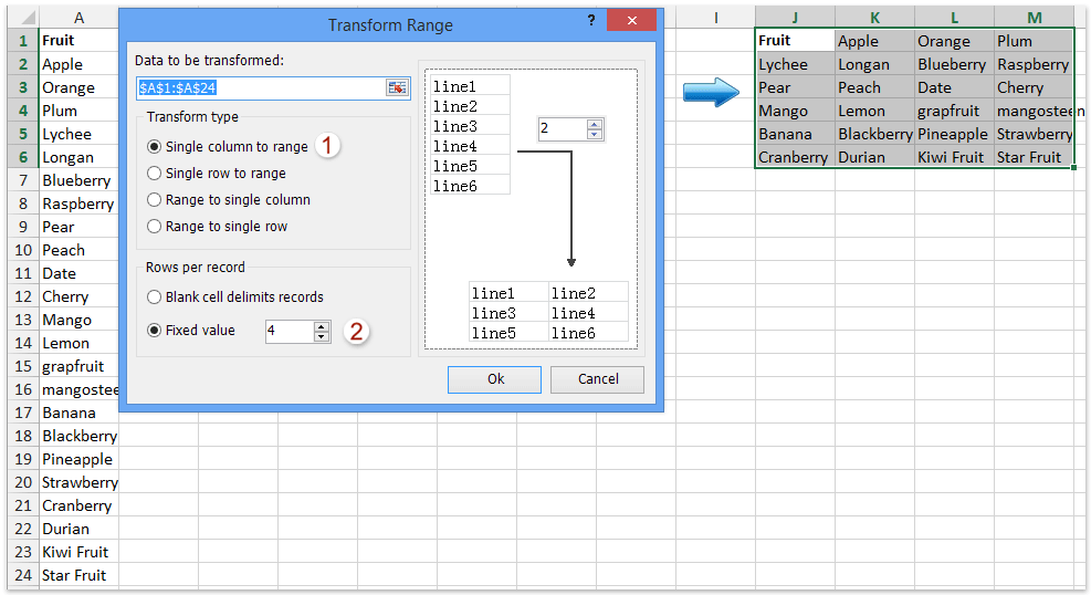 Hoe Horizontaal Kopiëren, Verticaal Plakken Of Omgekeerd Excel?