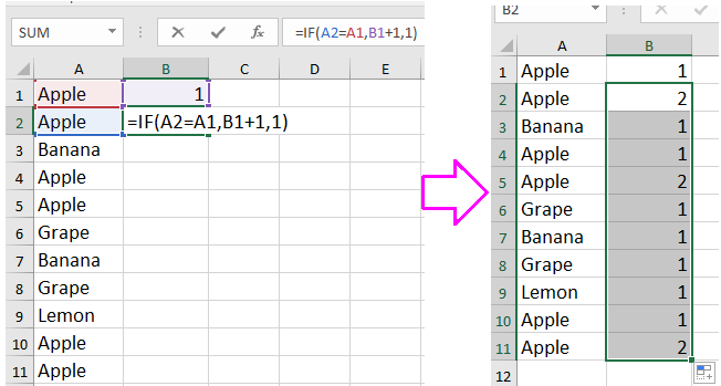 doc contar duplicados consecutivos 3