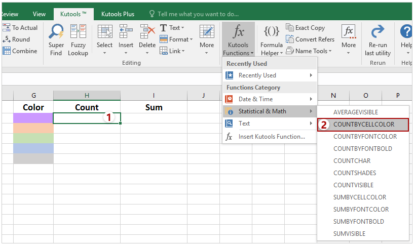 count a color in excel for mac