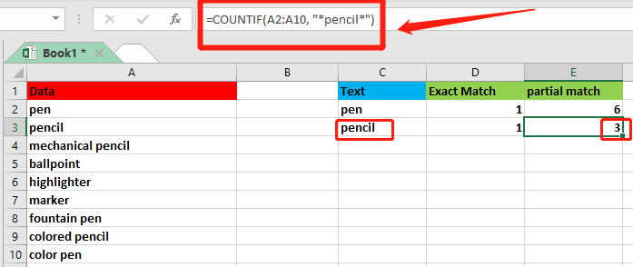 count cell with text 10