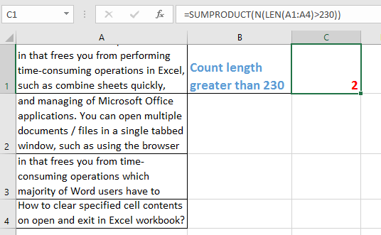 How To Count Cells With Length Greater Than A Specific Number In Excel