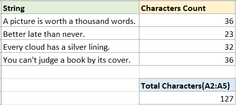 excel 文档字符数 1