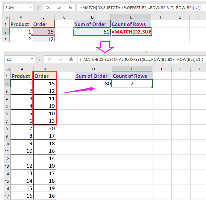 doc compte jusqu'à ce que la somme atteigne 2