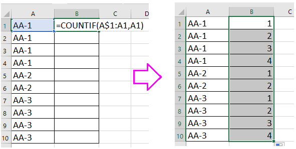 contagem de doc até que o valor mude 2