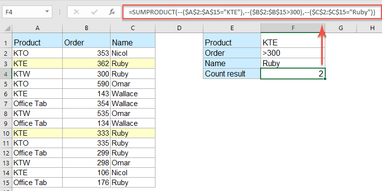 excel mac countif conditions for two columes