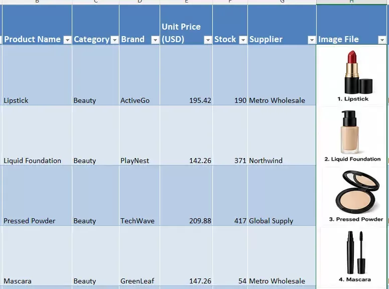 a screenshot showing all matched imported pictures