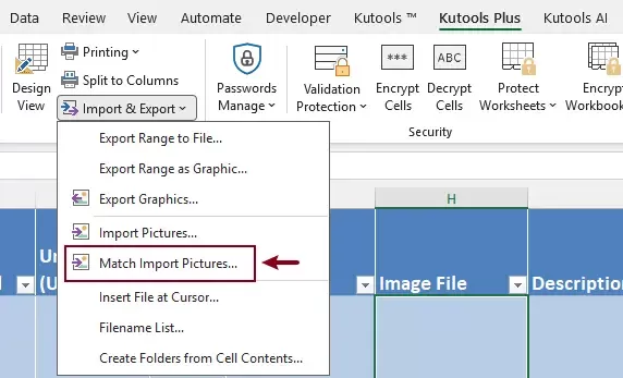 a screenshot showing how to enable the match import pictures feature