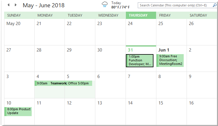 doc create outlook appointement from sheet 2