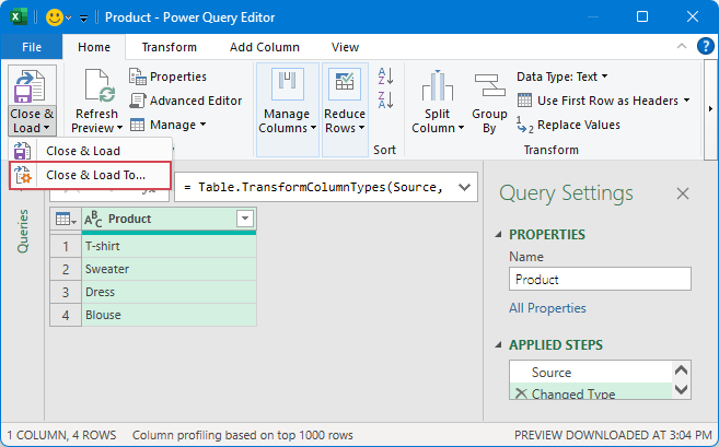 click close and load commond