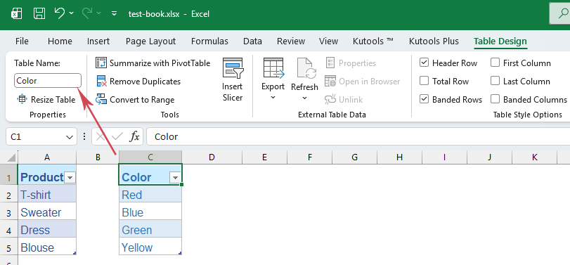 create a table for the second column data and rename it