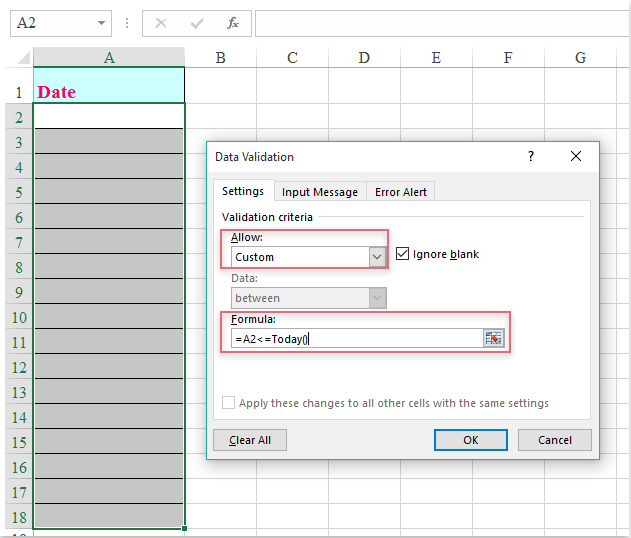 How to data validation to allow date greater than today or  