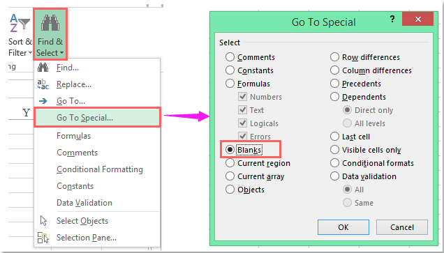 how to delete rows with blank cells