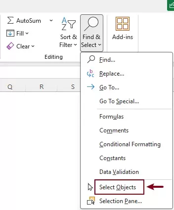 enable the select objects feature