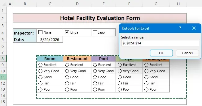 select the range containing the option buttons