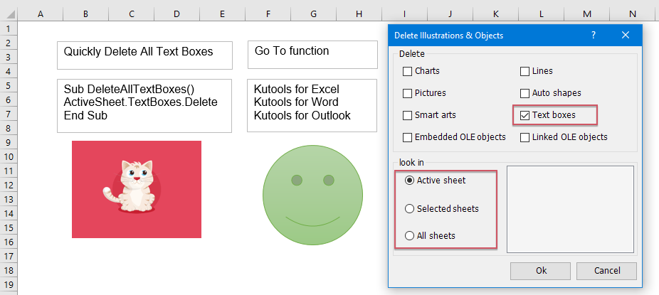 excel delete text boxes