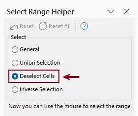 a screenshot of enable the Deselect Cells mode