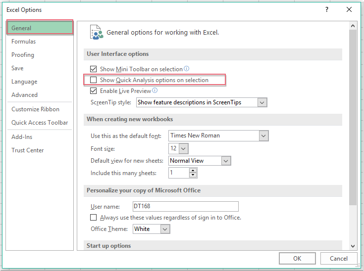 excel quick analysis button