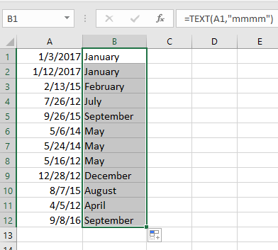 How To Display January Month Name If Cell Starts With 1 Numbers In Excel