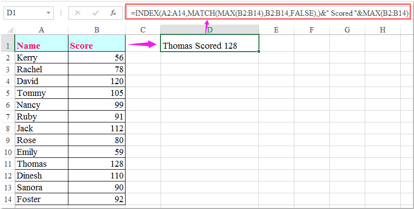 doc exibir nome maior pontuação 1