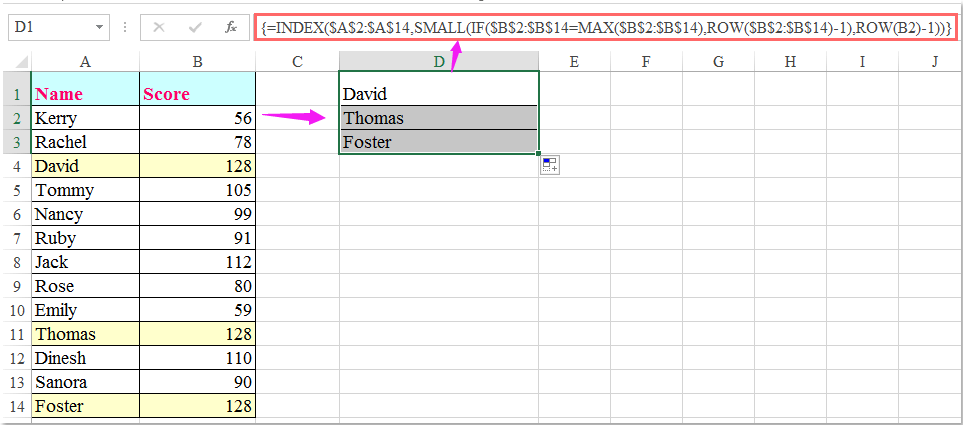 doc display name highest score 2