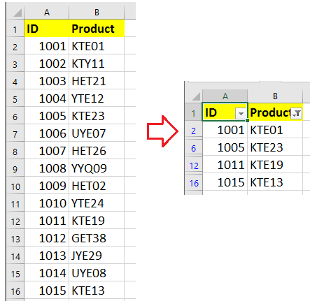 doc display rows with certain text 1