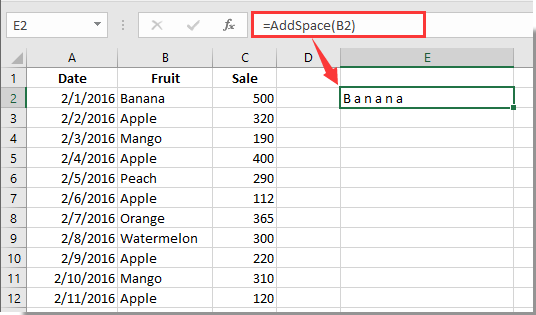 doc adicionar espaço entre os caracteres 1