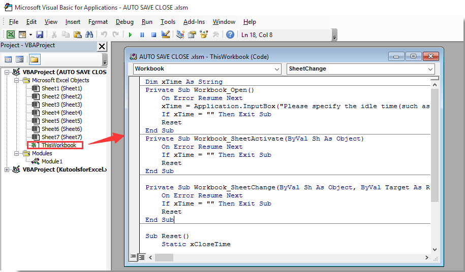 excel vba on close save a sheet