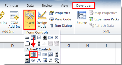 turn on developer tab in excel 2010