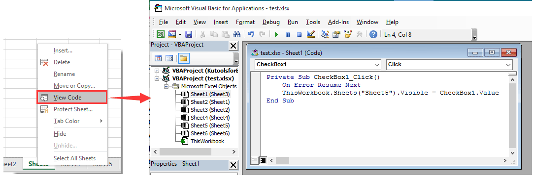 How To Use Checkbox To Hide Or Unhide Worksheet In Excel