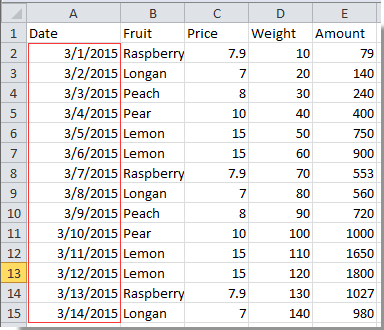 a screenshot shows the original data range with dates you want to compare