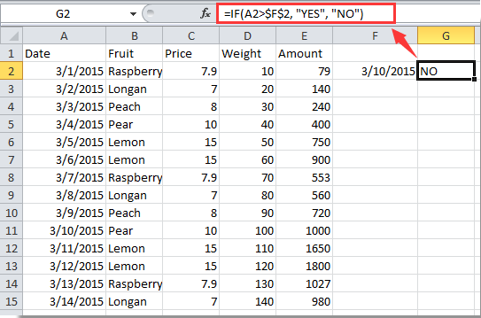 greater than formula in excel