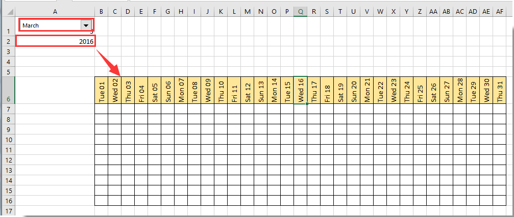 change a calendar month in excel for mac