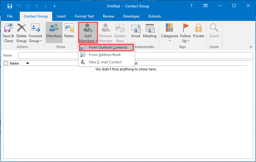 create outlook email distribution list