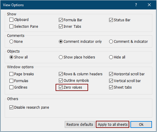 open office mac hide zero cells