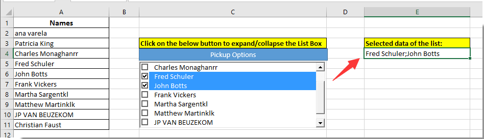 Excel Drop Down Box Values