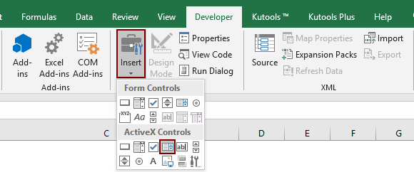 list of activex controls in excel