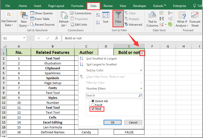 How To Filter Bold Text In Excel