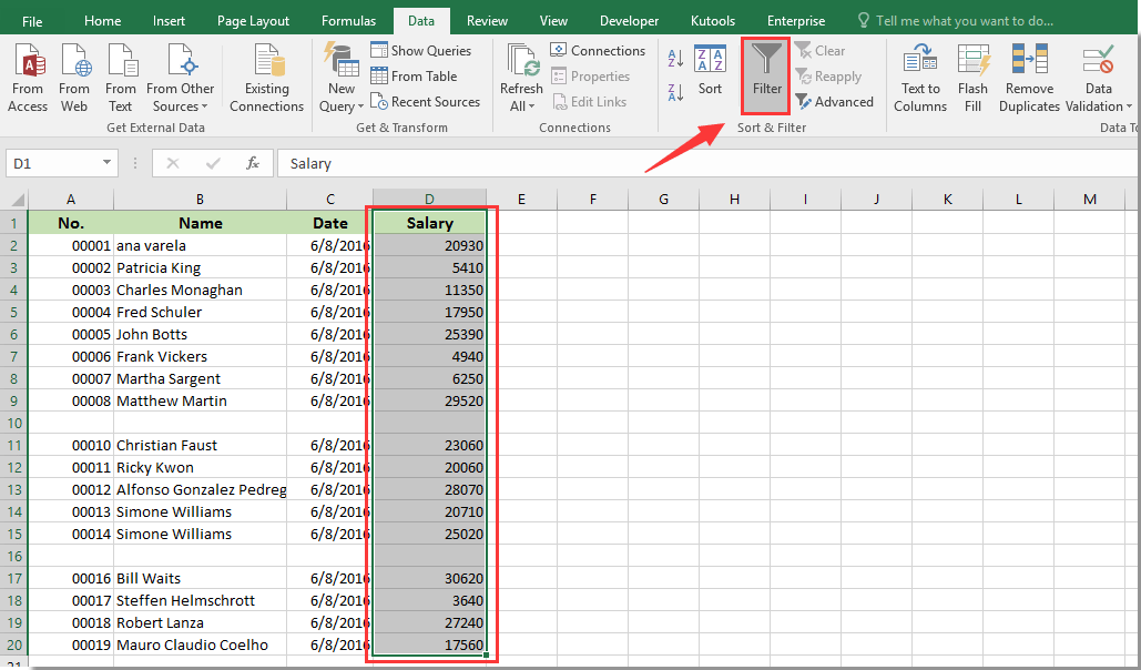 How to filter data include blank rows in Excel?