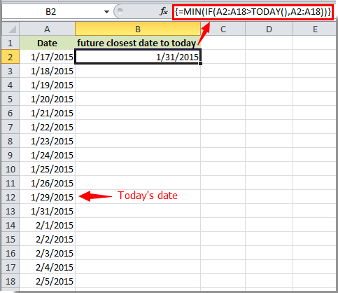 How To Find The Closest Date To Today On A List In Excel